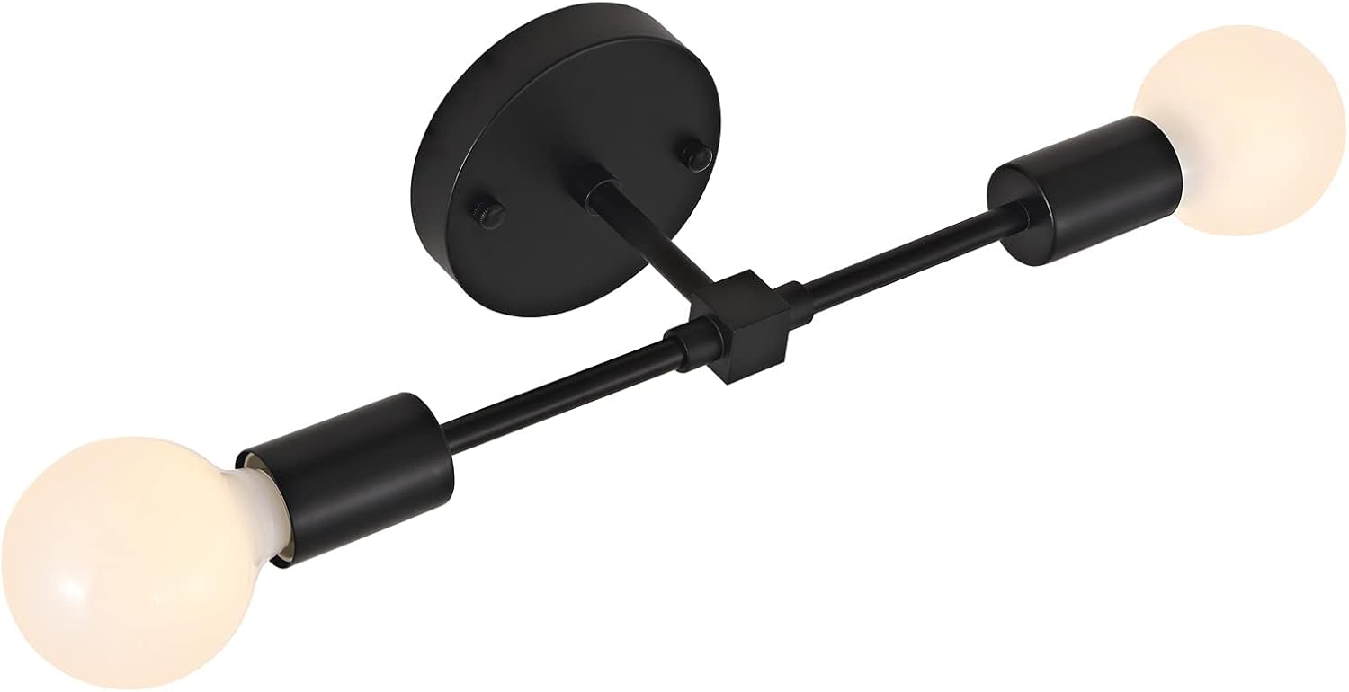 2-Lights Matte Black Bathroom Vanity Wall Sconce Pole Wall Mount Lighting Fixture Modern Industrial Wall Lamp Made in China