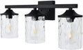 3-Light Wall Light Fixture, Modern Bathroom Vanity Light Fixtures, Matte Black Sconce Wall Lights with Glass Shade, Wall Mount Lighting Mirror Lamp for Bathroom Indoor Wall Lights