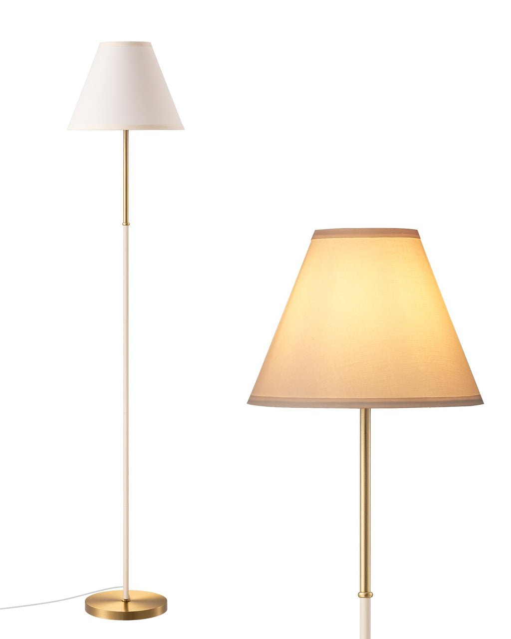 EDISHINE Retro Floor Lamp for Living Room, Tall LED Standing Lamp with Linen Lampshade, E27 Base, Foot Switch, 2700K Bulb Included, Gray Green