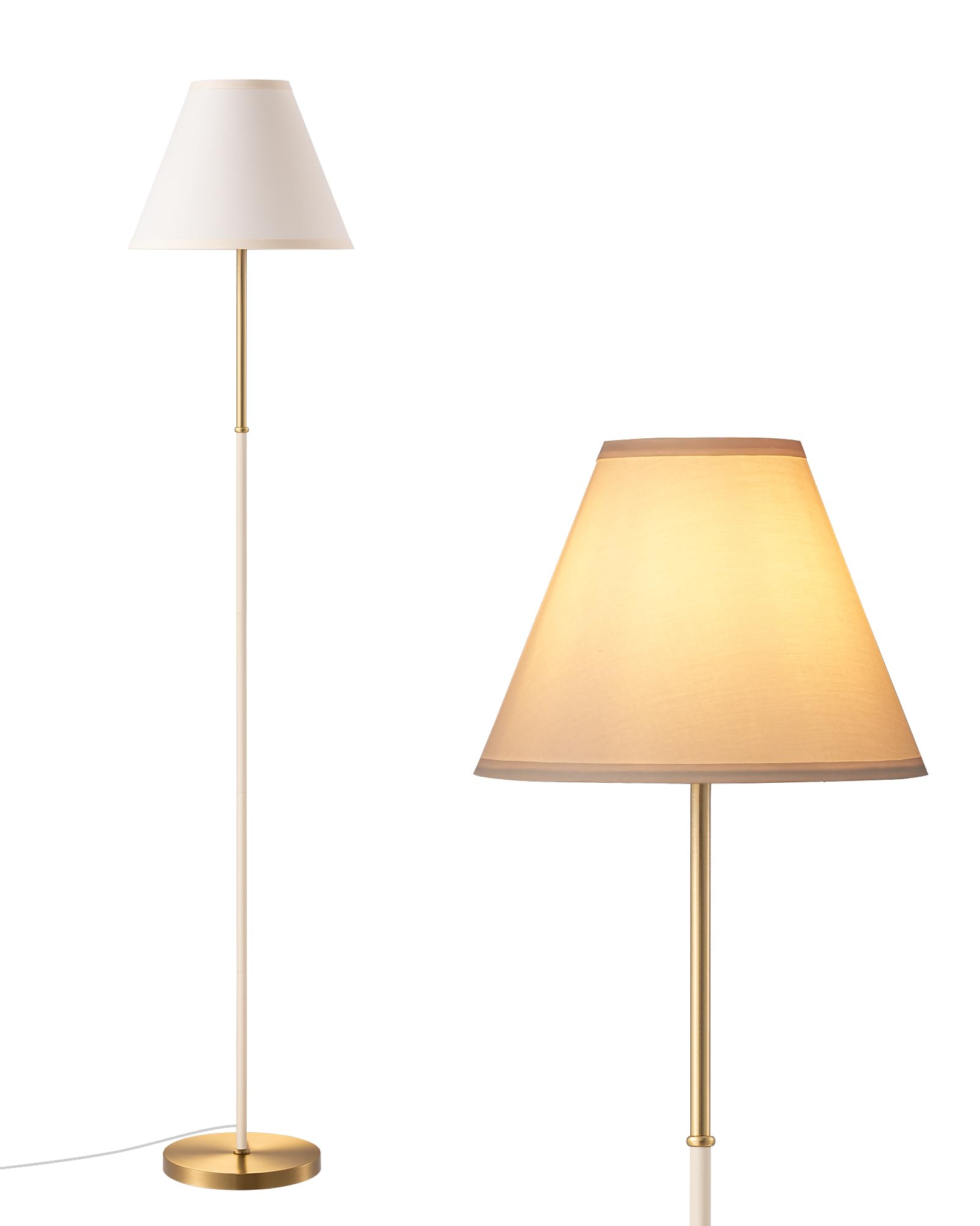 EDISHINE Retro Floor Lamp for Living Room, Tall LED Standing Lamp with Linen Lampshade, E27 Base, Foot Switch, 2700K Bulb Included, Gray Green