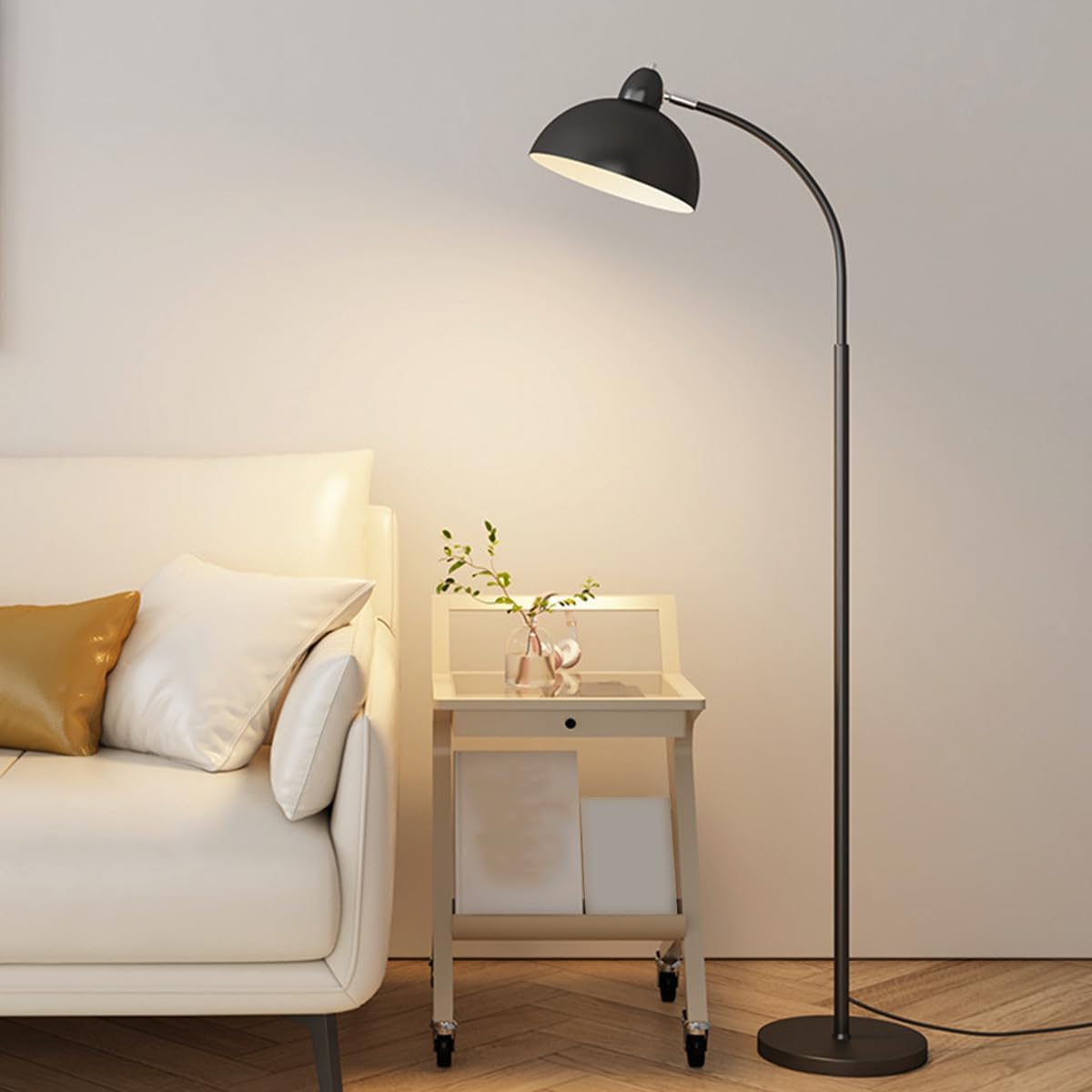 Nordic Cream Style Floor Lamp 60.2" Tall Standing Lamp With Metal Shade Soft Eye-Caring Reading Standing Floor Lamps E27 Base for Living Room Bedroom Study Room Office Hotel