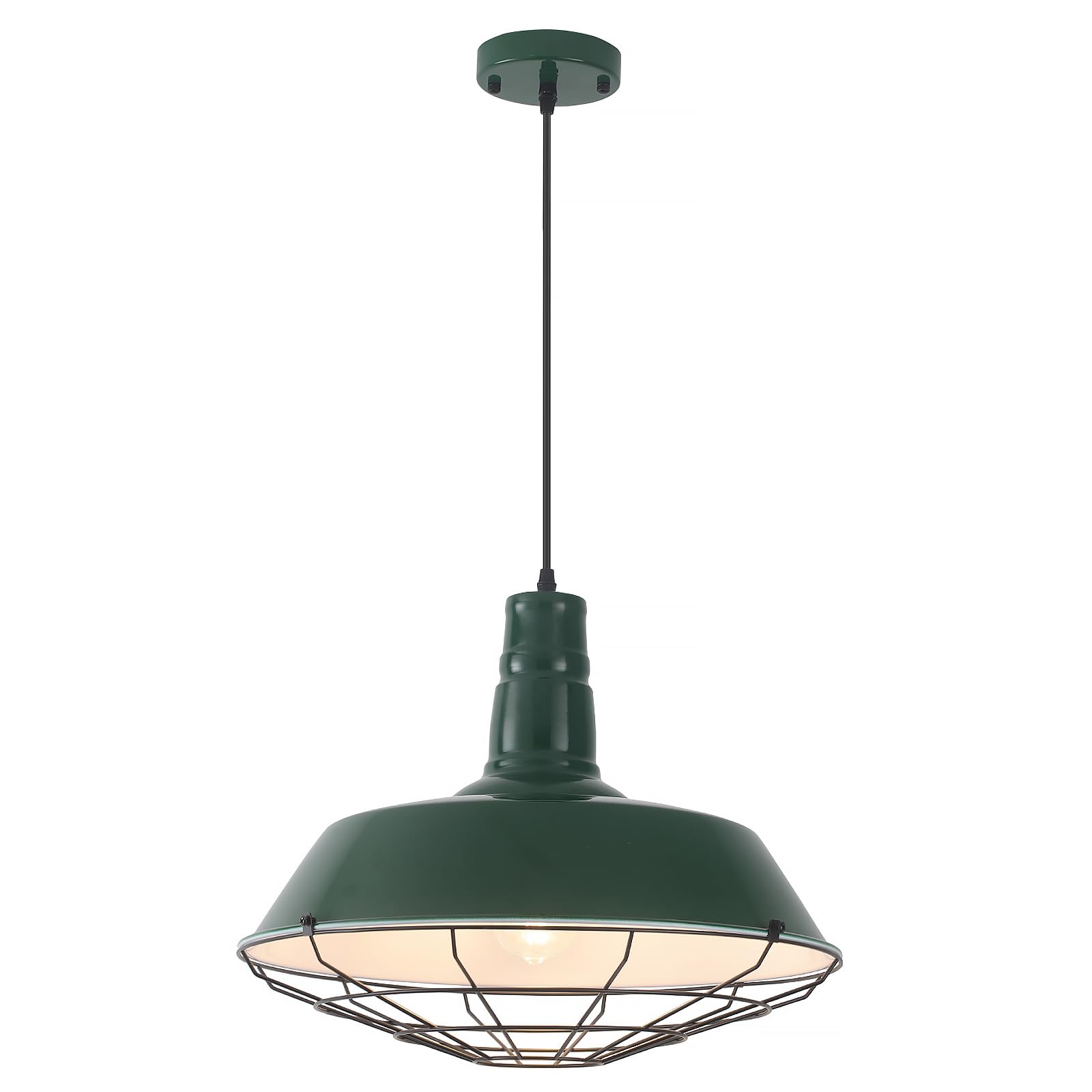 Large Pendant Lights Kitchen Island 1 Pack, 18.1 Inch Oversized Industrial Pendant Light, Black and Silver Barn Pendant Light with Wire Cage, Farmhouse Pendant Lights for Kitchen Barn