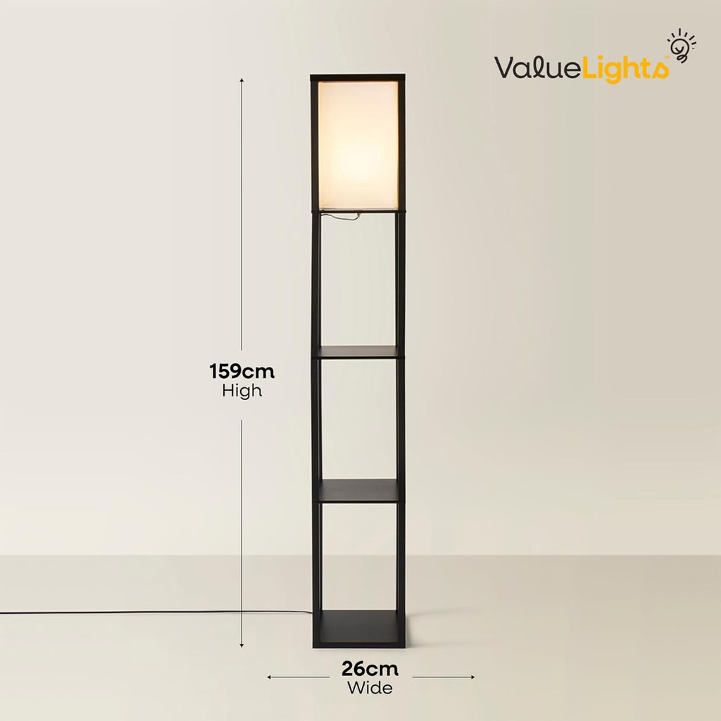 MiniSun | Wooden Floor Lamp with Shelves in Black | Floor Lamps & Torchieres, Home Décor, Improvement & Lifestyle Essential