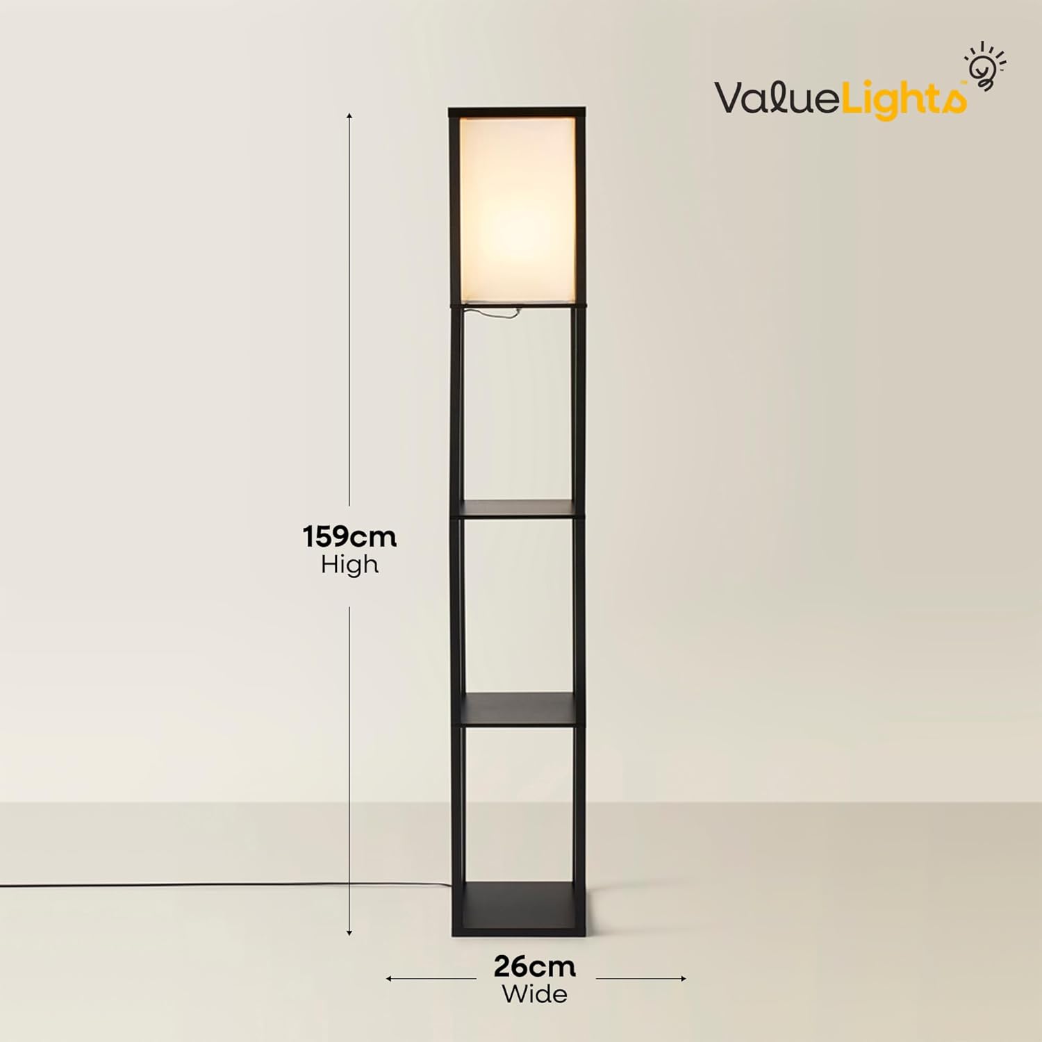 MiniSun | Wooden Floor Lamp with Shelves in Black | Floor Lamps & Torchieres, Home Décor, Improvement & Lifestyle Essential