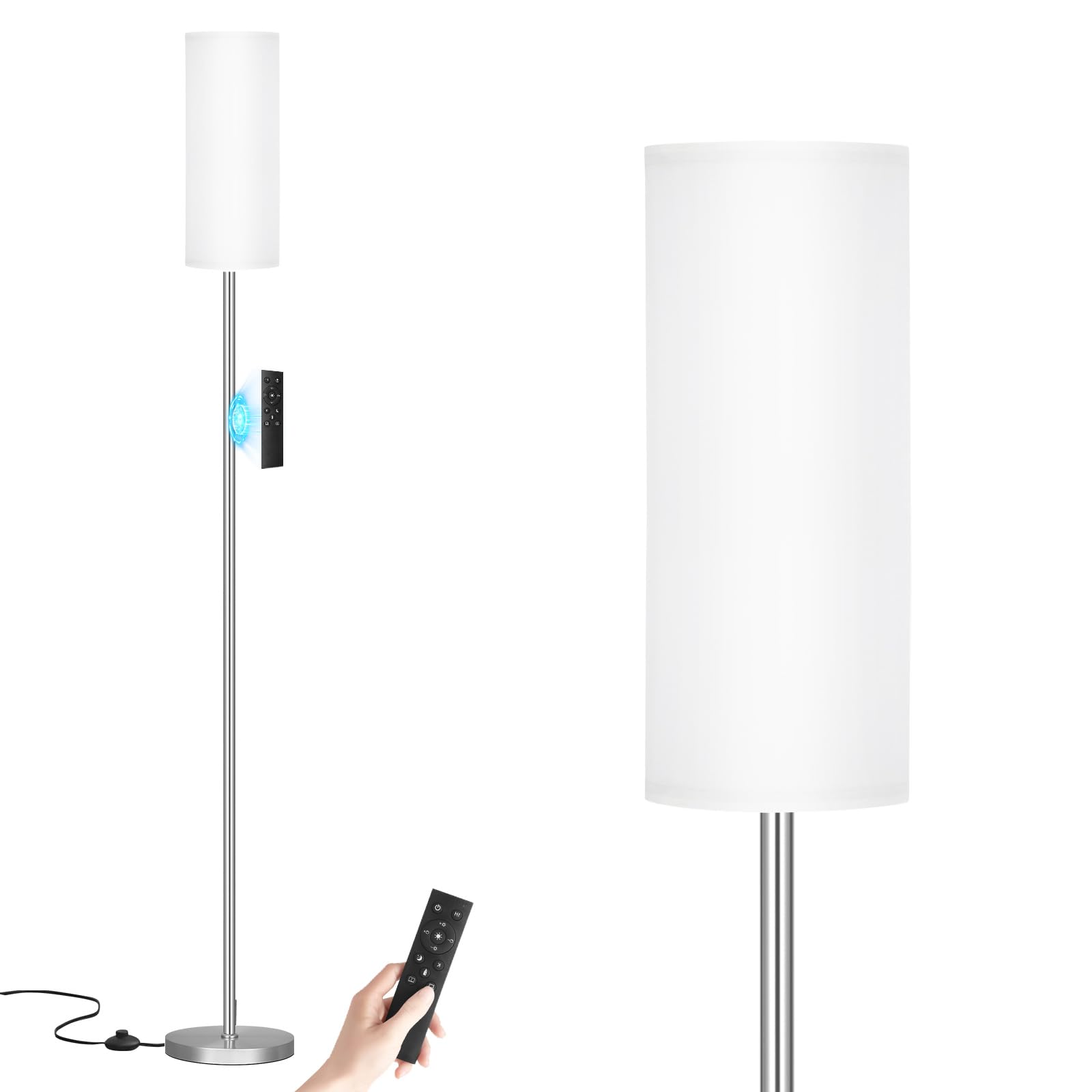 64" Modern Floor Lamp, Remote Controlled Stepless Dimmable Lamp for Living Room Bedroom Office, 9W Bulb Included