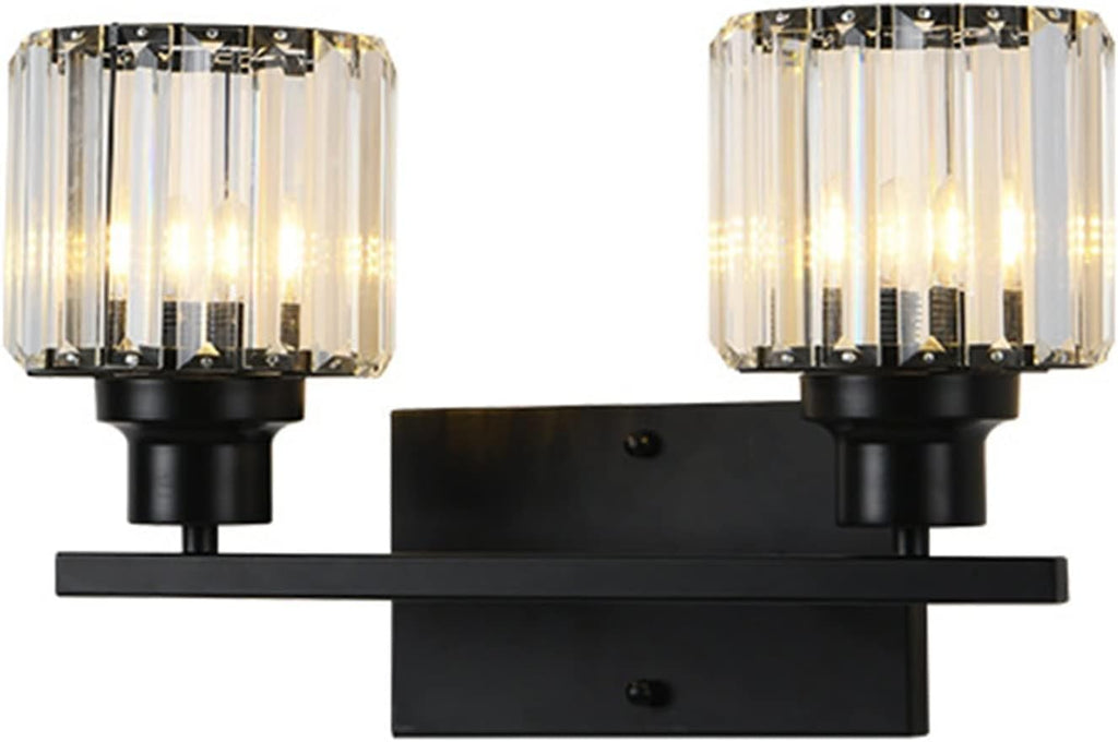 Wall Lamps & Sconces Modern Crystal Wall Sconces 2-Light Matte Black Farmhouse Wall Light Fixtures Vintage Style Bathroom Vanity Wall Lamp Wall Mount lighting for Bedroom Living Room Porch Kitchen Van