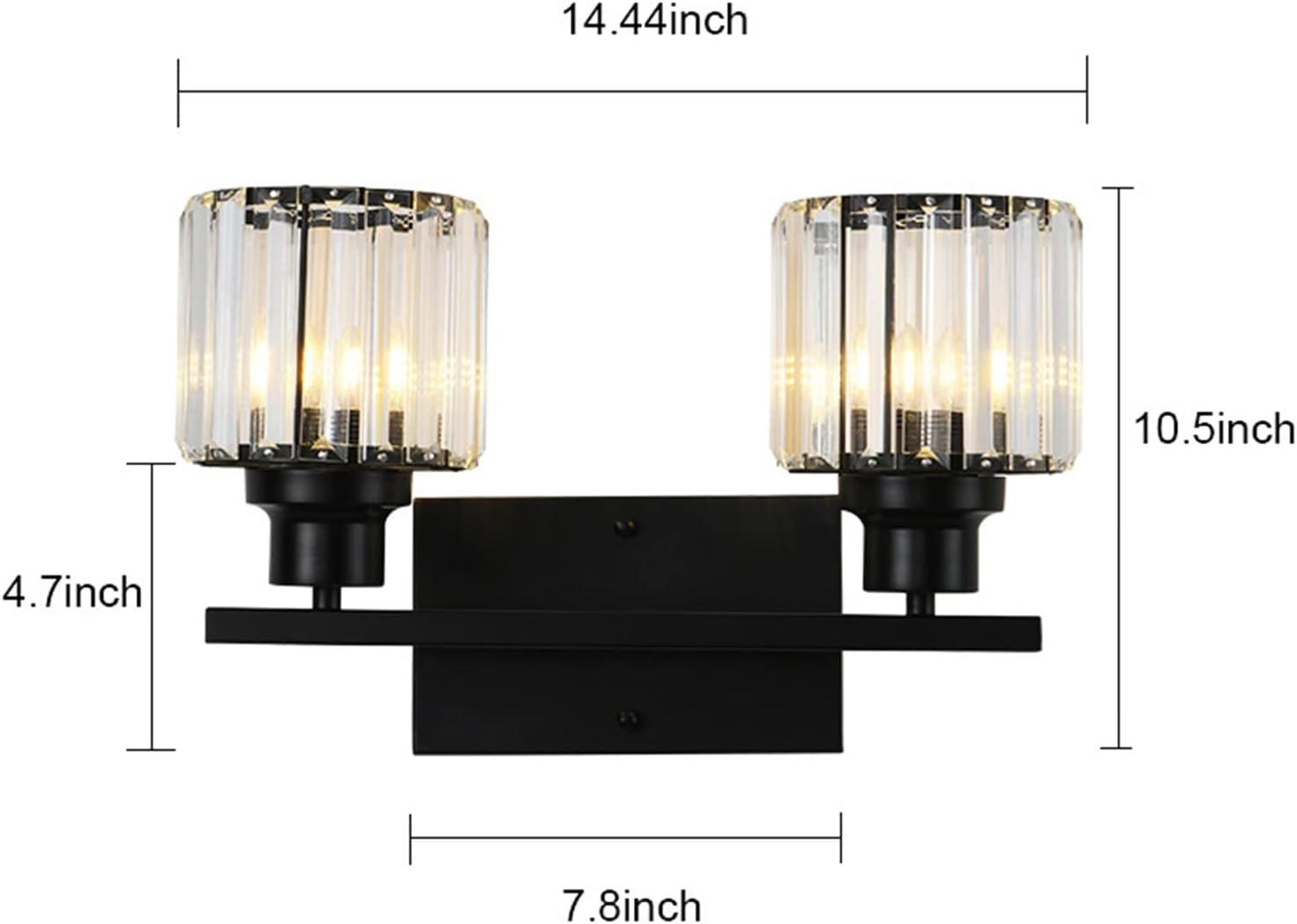 Wall Lamps & Sconces Modern Crystal Wall Sconces 2-Light Matte Black Farmhouse Wall Light Fixtures Vintage Style Bathroom Vanity Wall Lamp Wall Mount lighting for Bedroom Living Room Porch Kitchen Van