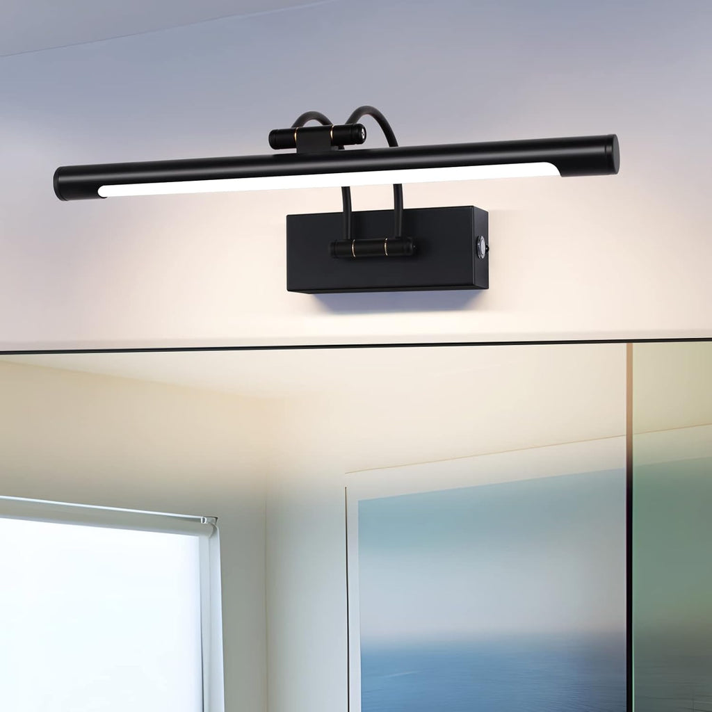 LED Picture Lights for Wall Black Bathroom Wall Light 40CM 8W 3CCT Vanity Lighting, 170° Adjustable Black Wall Lamp for Mirror Cabinet