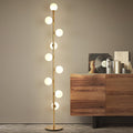 Nordic 9-Light 65" Globe Glass Floor Lamp Golden Floor Light LED G4*9 Tall Lamp with Frosted Glass Iron Standing Light for Living Room Study Bedroom Villa Sofa Area