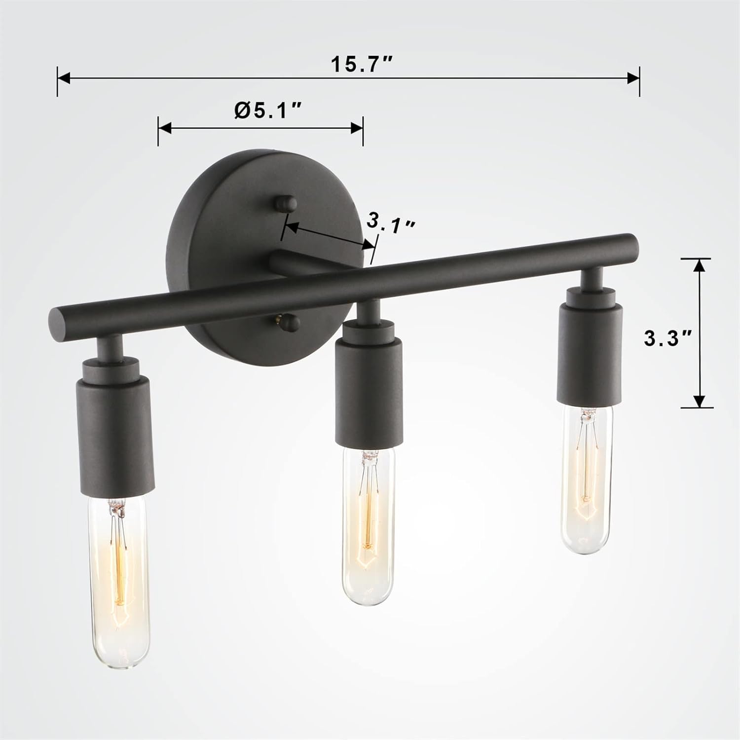 3 Light Sconce Matte Black Simplicity Bathroom Vanity Bedroom Wall,Modern lamp(Nero)