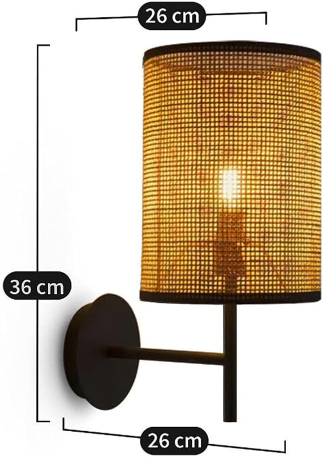 LIUNA Woven Lamp Shade, Handmade Rattan Wall Lamp, Pastoral Style Lamp Cover, Decorative Rattan Lampshade Hexagonal Hole Cover Lamp, Accessories For Table Lamp, Floor Lamp, Hanging Light(Color:B)