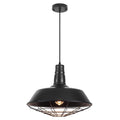 Large Pendant Lights Kitchen Island 1 Pack, 18.1 Inch Oversized Industrial Pendant Light, Black and Silver Barn Pendant Light with Wire Cage, Farmhouse Pendant Lights for Kitchen Barn