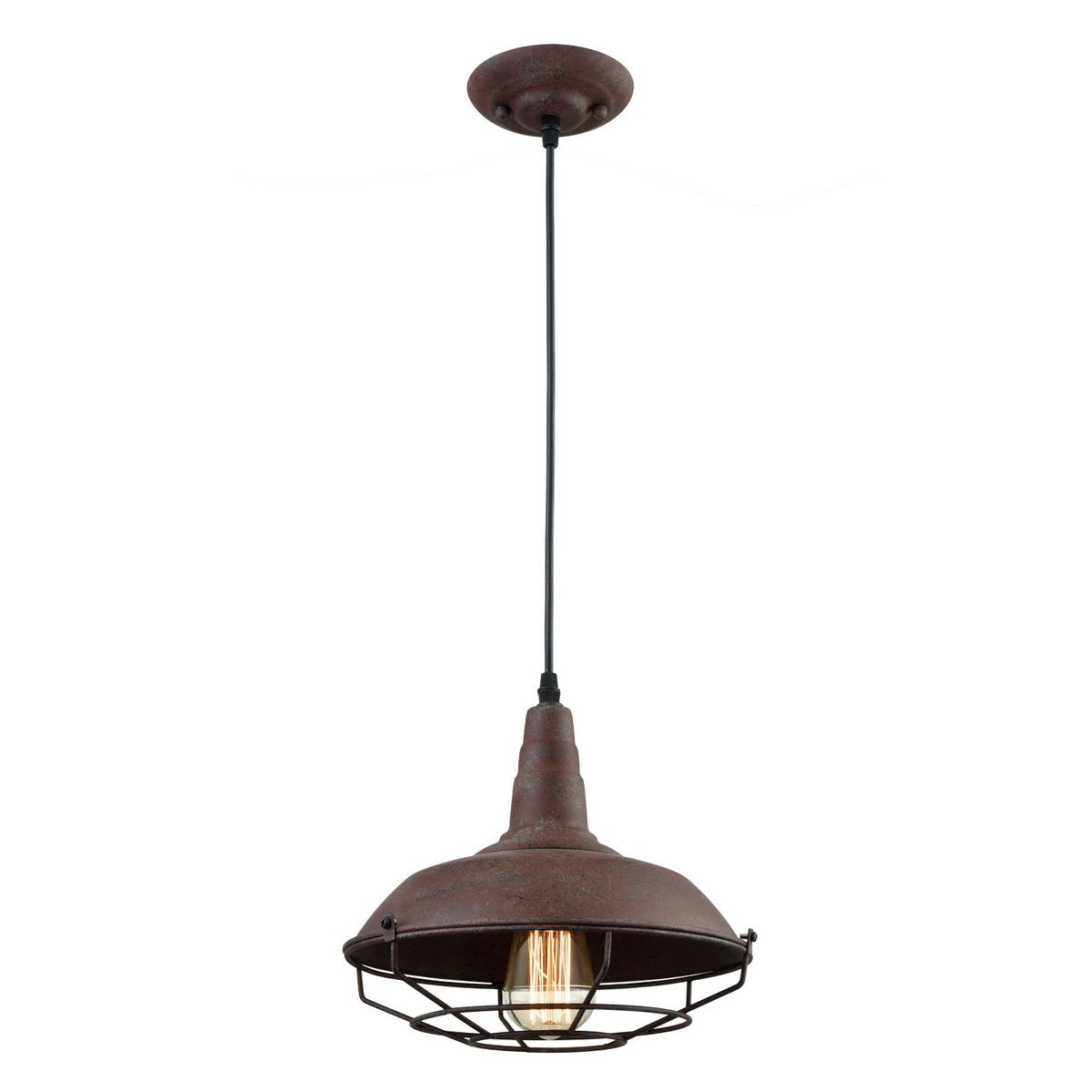 DAYCENT Barn Style Pendant Light Farmhouse Caged Pendant Lighting Industrial Metal Wire Hanging Pendant Light Barn Pendant Light Fixtures for Kitchen Island Hallway Foyer, Rust Finish