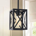 Industrial Pendant Light Fixture, Single Light Black Mini Hanging Chandelier Farmhouse Kitchen Island Lantern Cage Ceiling Lights for Dining Room Restaurant Cafe Hallway Bar Barn