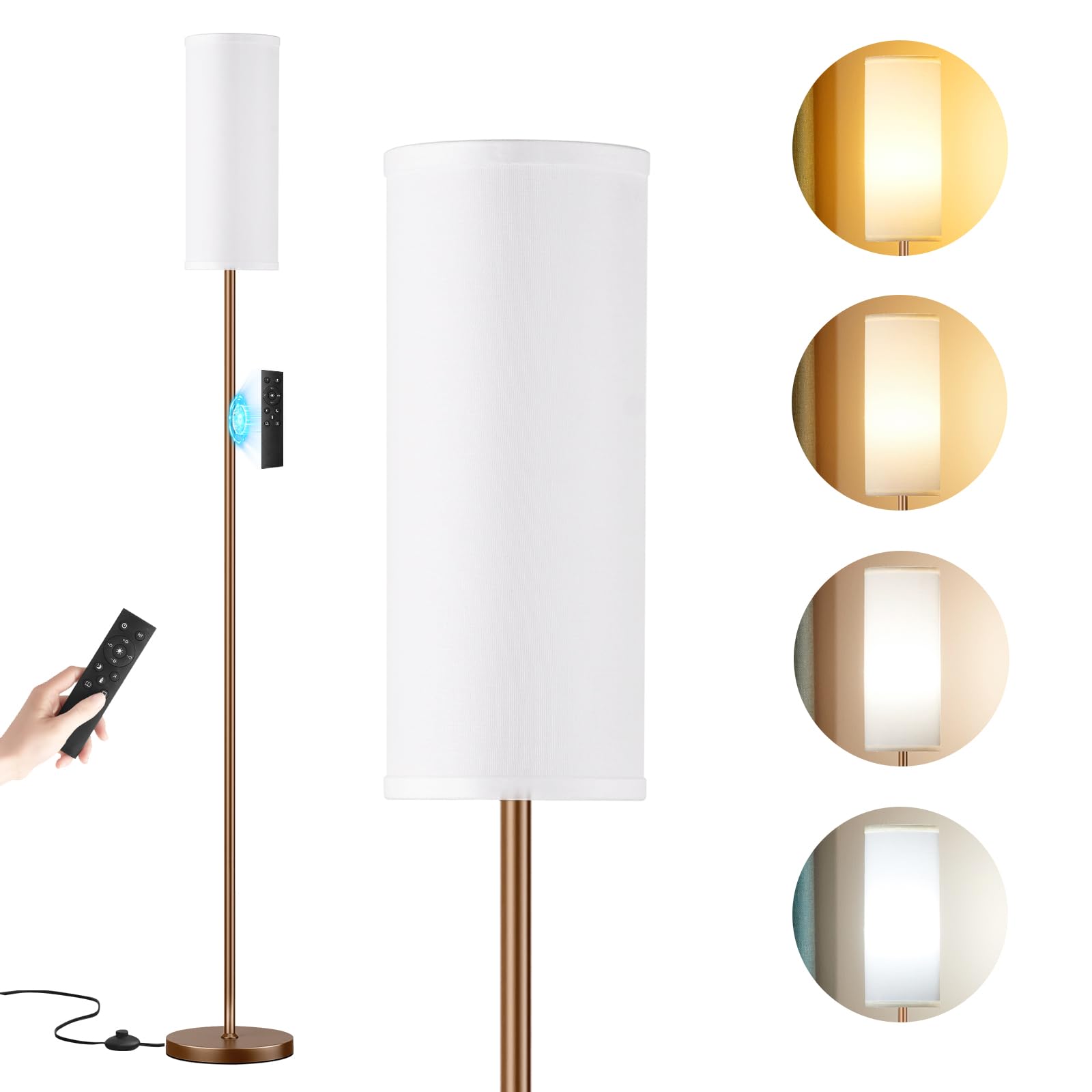 64" Modern Floor Lamp, Remote Controlled Stepless Dimmable Lamp for Living Room Bedroom Office, 9W Bulb Included