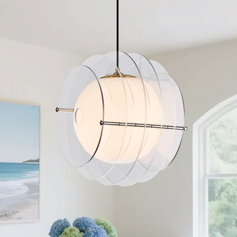 Farmhouse Black Pendant Light with Seeded Glass Industrial Cage Blown Clear Bubble Glass Hanging Lighting Adjustable Cord for Kitchen Island Over Sink Hallway