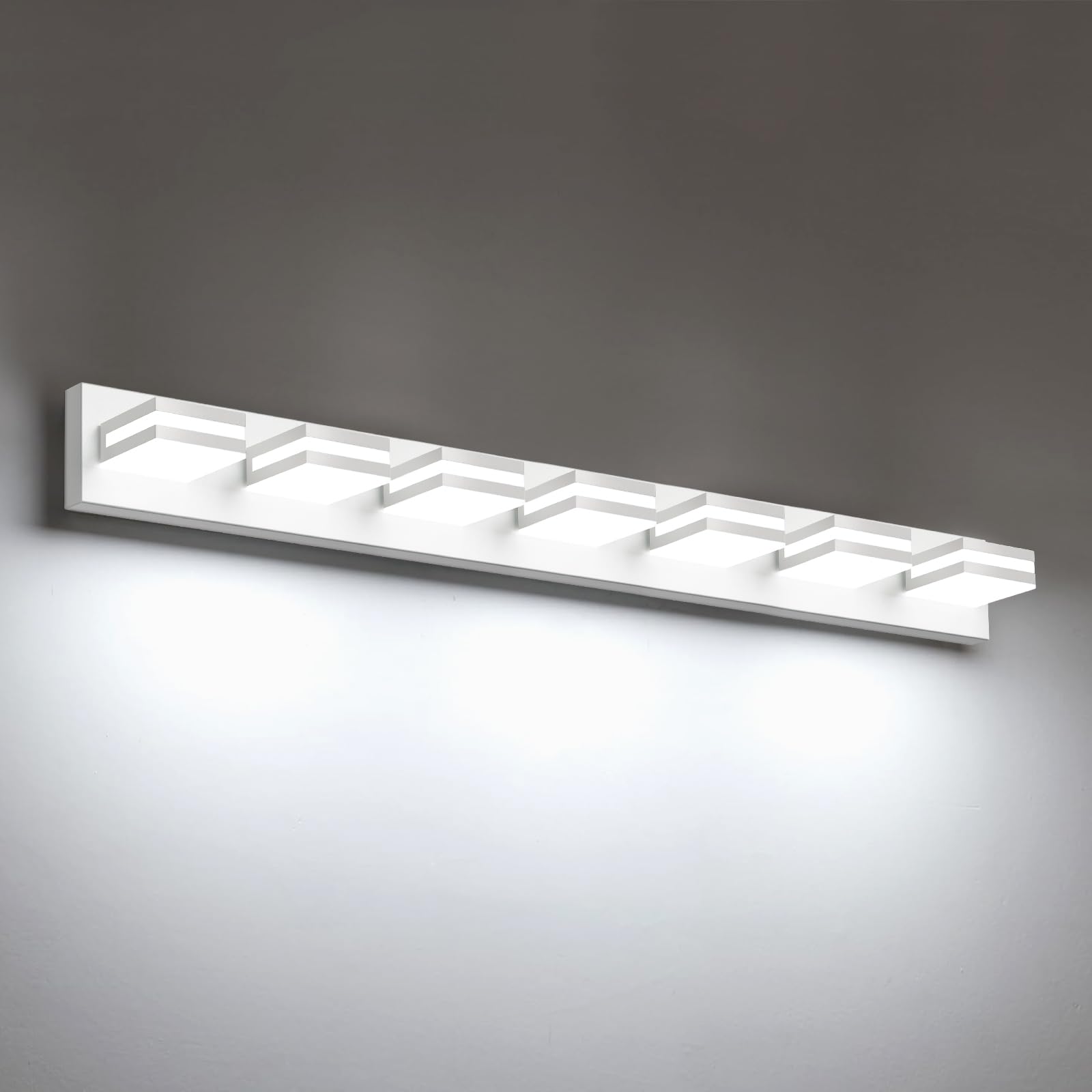 IZORRO Modern LED Bathroom Light Fixtures (4 Lights, Dimmable) Matte Black Acrylic Wall Lighting, Bathroom Vanity Lights Over Mirror - 6000K 24 Inch (No Assembly Required)