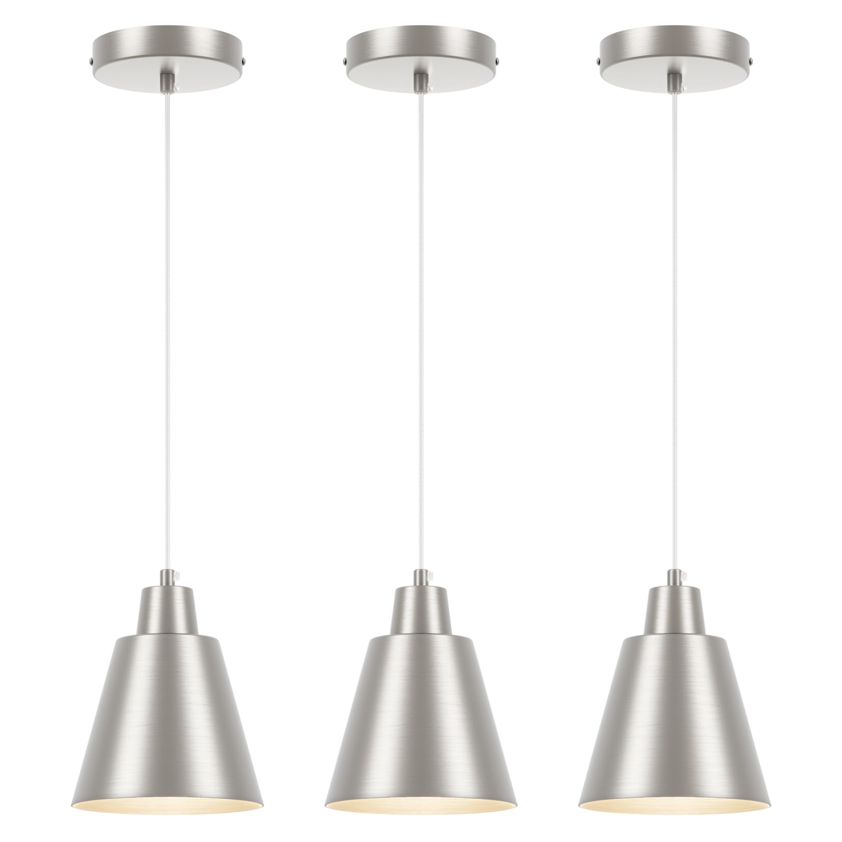 Industrial Pendant Lights, Black Pendant Light Fixtures, Vintage Kitchen Island Light with Black Metal Shade, Farmhouse Pendant Lights for Dinning Table Bedroom Bar - Black, 3 Packs