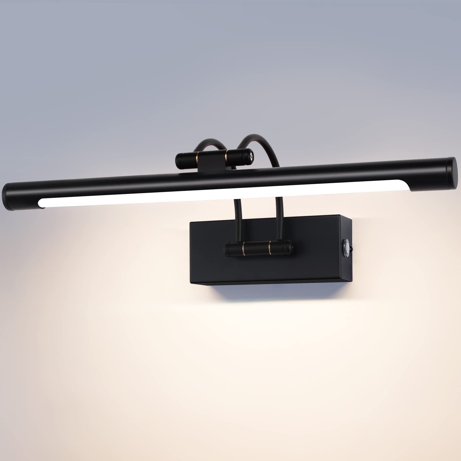 LED Picture Lights for Wall Black Bathroom Wall Light 40CM 8W 3CCT Vanity Lighting, 170° Adjustable Black Wall Lamp for Mirror Cabinet