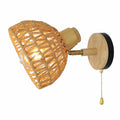 TRIVIDHA Natural Rattan Wall Lamp With Switch Foldable Bedside Wall Sconce Hand-woven Wicker Shade Wall Lantern Adjustable Angle E27 Wall Mount Lighting For Living Room Bedroom Hallway Stair