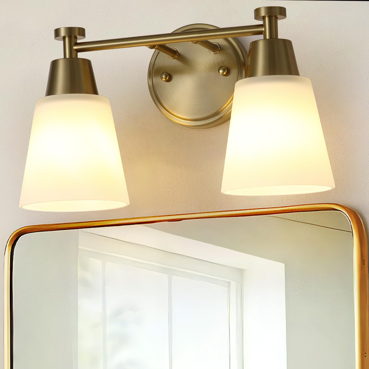 3-Light Matte Black Vanity Light, Frosted Glass Stainless Steel Wall Sconce for Bathroom Bedroom Living Room