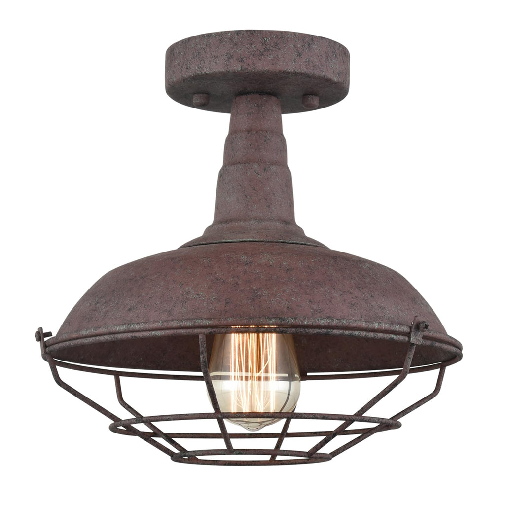 DAYCENT Barn Style Pendant Light Farmhouse Caged Pendant Lighting Industrial Metal Wire Hanging Pendant Light Barn Pendant Light Fixtures for Kitchen Island Hallway Foyer, Rust Finish