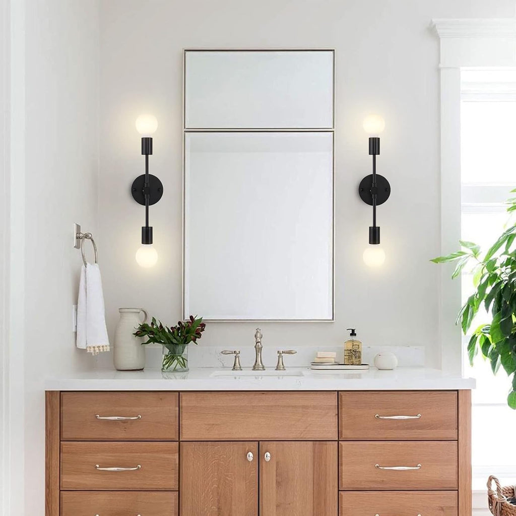 2-Lights Matte Black Bathroom Vanity Wall Sconce Pole Wall Mount Lighting Fixture Modern Industrial Wall Lamp Made in China