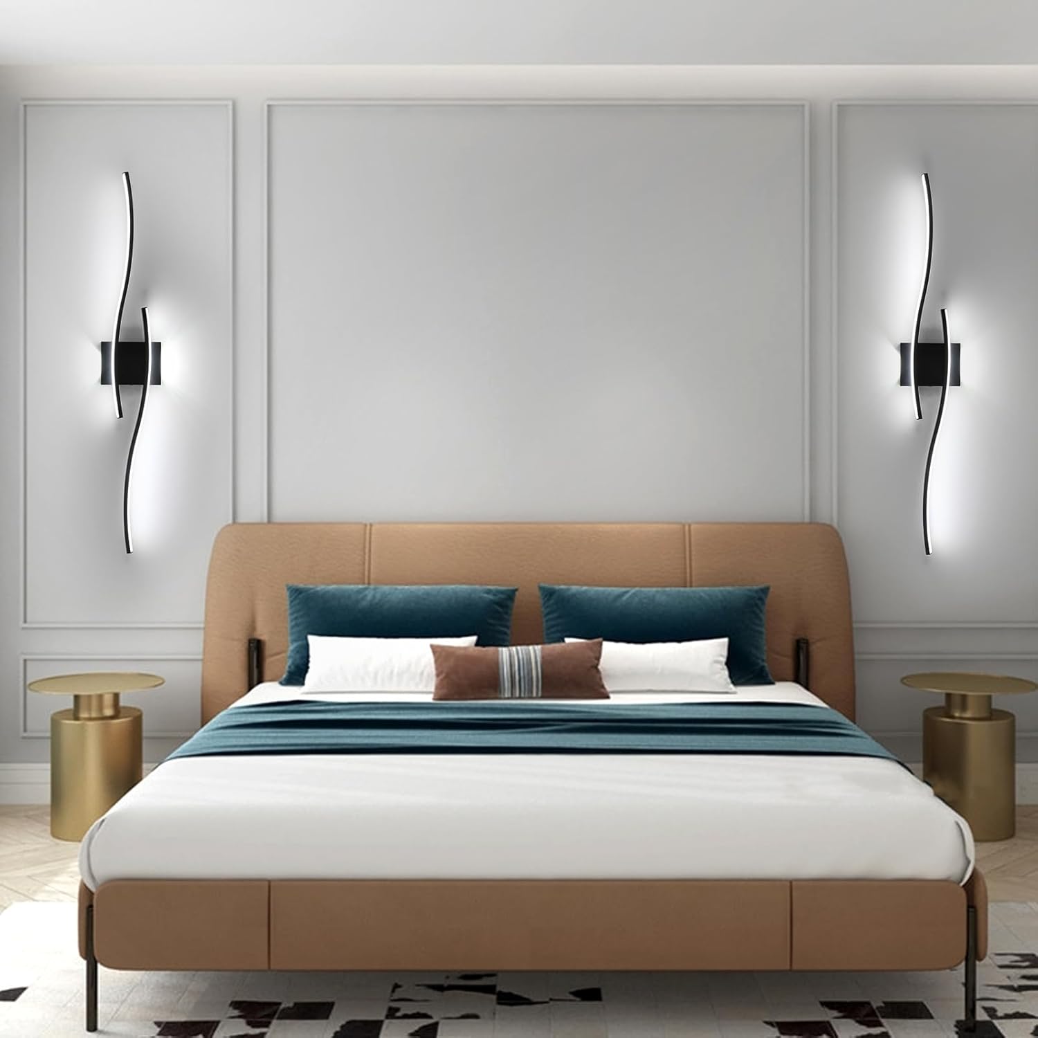 27W Modern Black LED Wall Light, 6500K Cool Light Aluminum Fixture for Bedroom Hallway Staircase