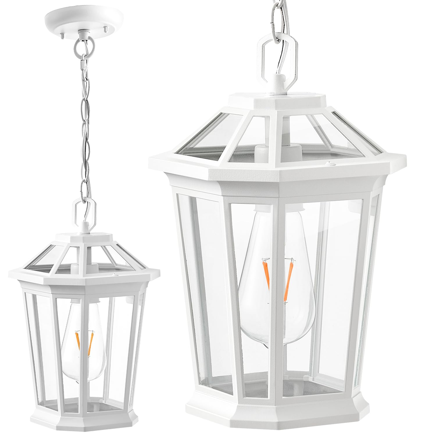 VIANIS Outdoor Pendant Light Fixtures for Porch, Exterior Ceiling Hanging Lanterns, Anti-Rust Waterproof Farmhouse Outdoor Chandelier, Black Gold Aluminum with Tempered Glass for Entryway, 1 Pack