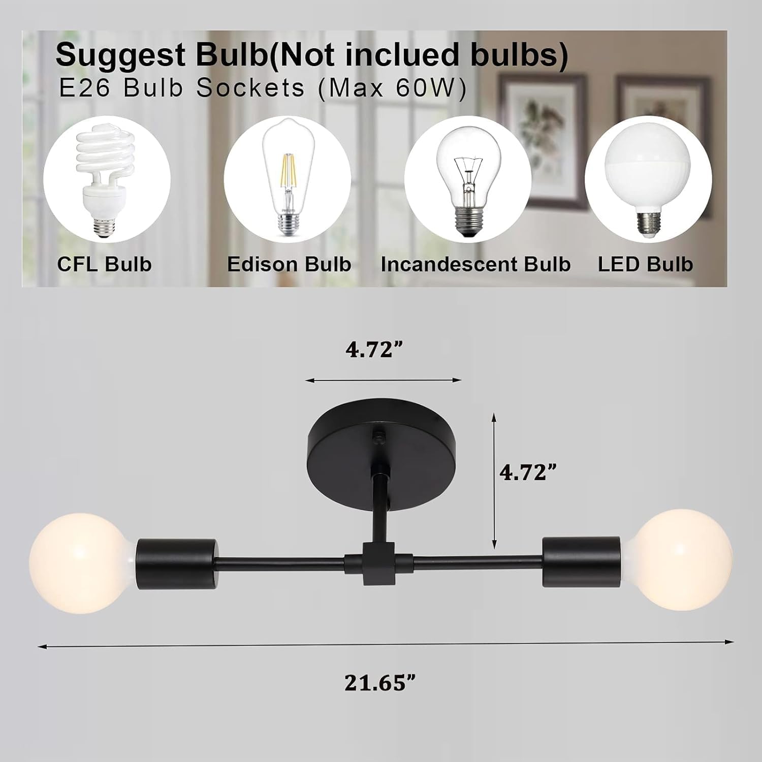 Wall Sconce, Wall Light 2-Lights Matte Black Bathroom Vanity Wall Sconce Pole Wall Mount Lighting Fixture Modern Industrial Wall Lamp
