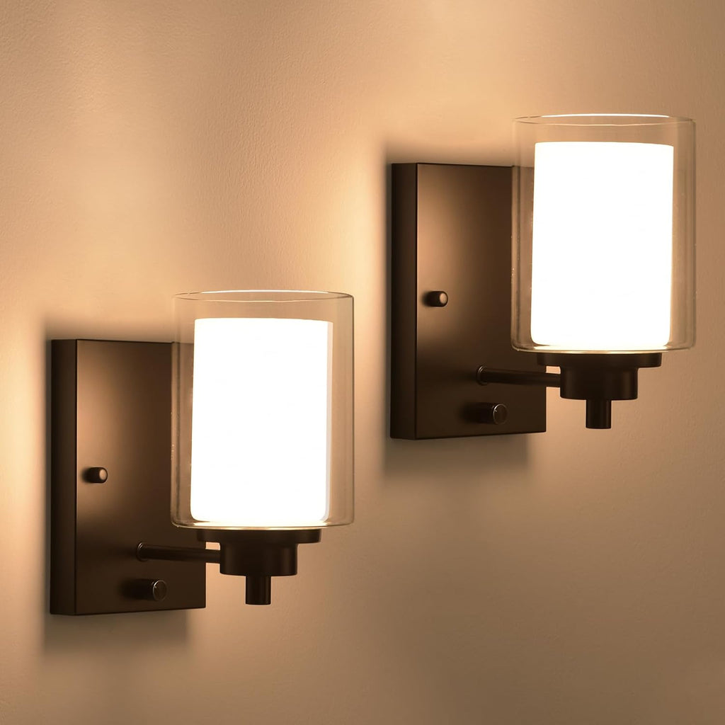 Dimmable Industrial Bedside Wall Lights Set of 2, Vintage Wall Lamp Fitting Fixture with Dimmer Switch, Retro Wall Lighting, Modern Rustic Wall Sconce for Living Room Bedroom Bathroom Bedside