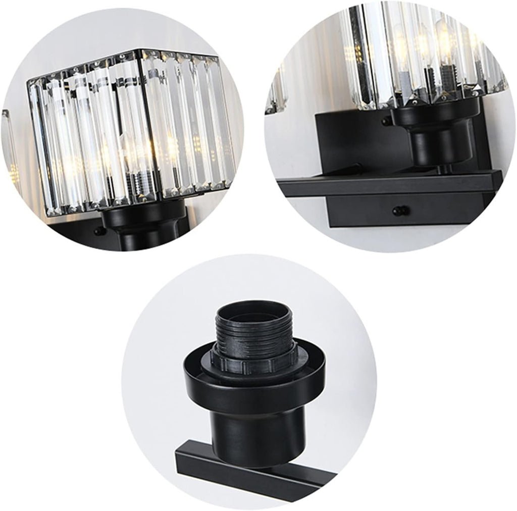 Wall Lamps & Sconces Modern Crystal Wall Sconces 2-Light Matte Black Farmhouse Wall Light Fixtures Vintage Style Bathroom Vanity Wall Lamp Wall Mount lighting for Bedroom Living Room Porch Kitchen Van