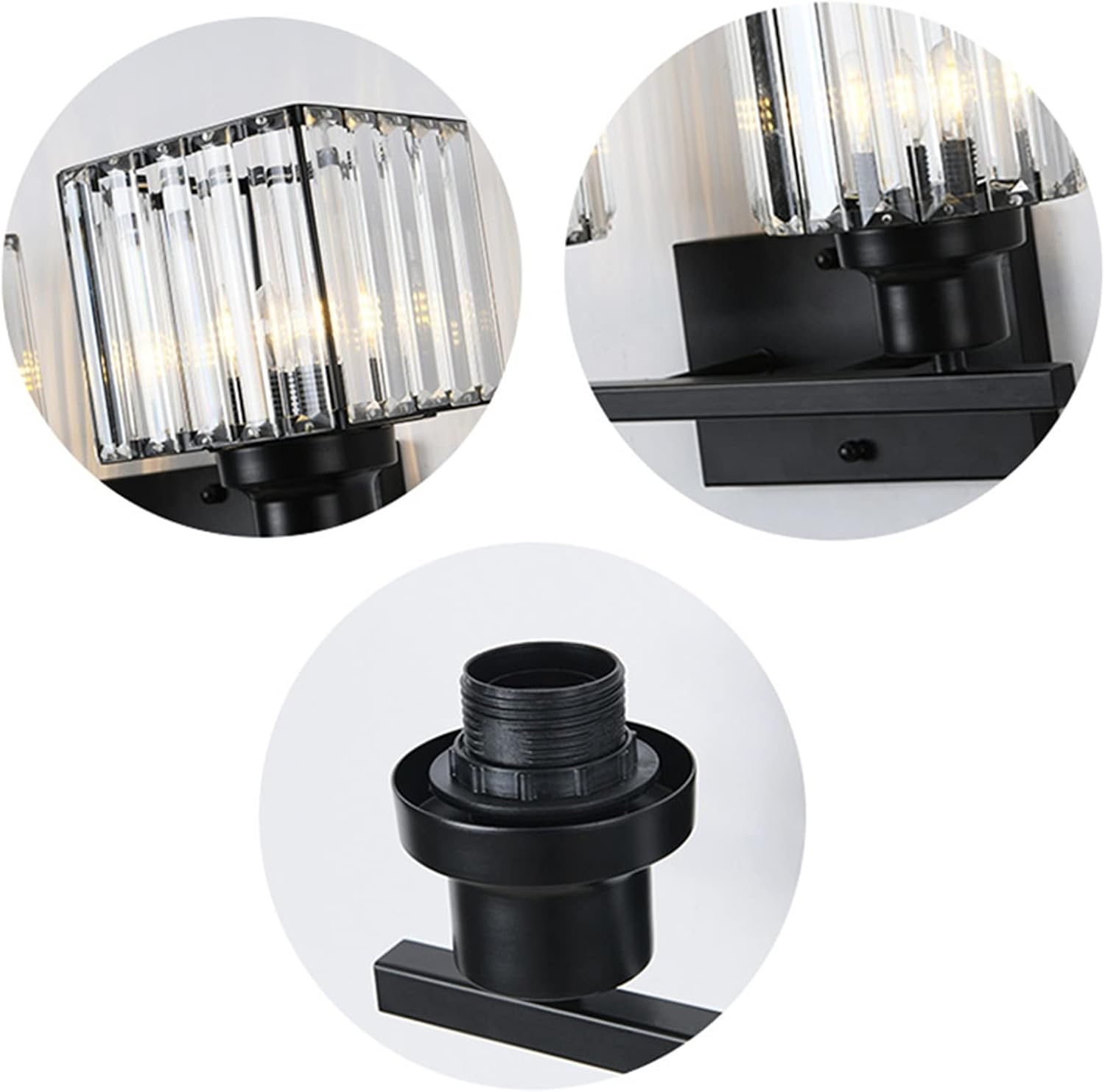 Wall Lamps & Sconces Modern Crystal Wall Sconces 2-Light Matte Black Farmhouse Wall Light Fixtures Vintage Style Bathroom Vanity Wall Lamp Wall Mount lighting for Bedroom Living Room Porch Kitchen Van