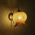Japanese Style Bamboo Woven Flower Wall Lamp Country Pastoral E27 Light Theme Restaurant Lighting Corridor Sconce Lounge