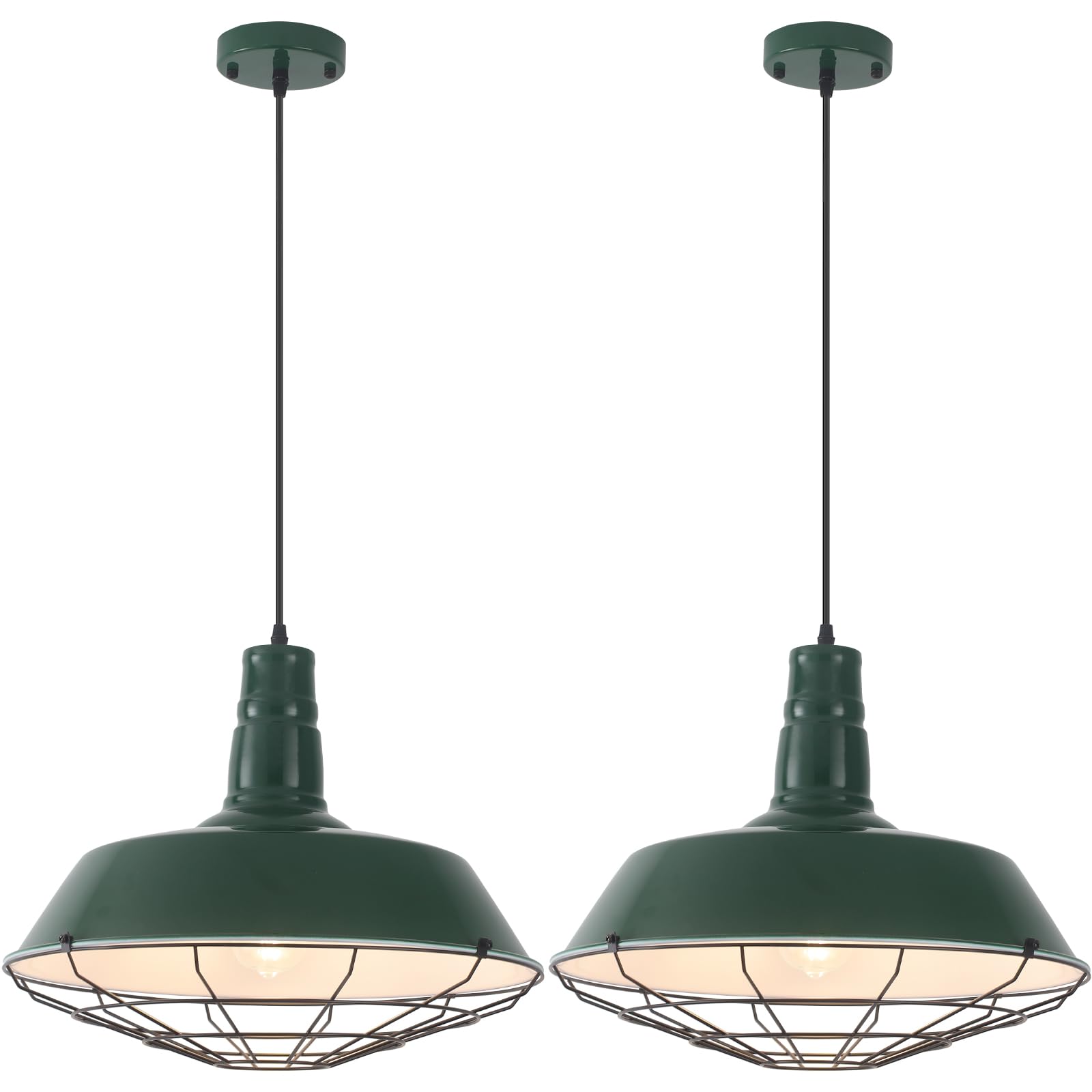 Large Pendant Lights Kitchen Island 1 Pack, 18.1 Inch Oversized Industrial Pendant Light, Black and Silver Barn Pendant Light with Wire Cage, Farmhouse Pendant Lights for Kitchen Barn