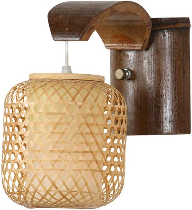 wall lamp, Japanese Style Bamboo Woven Wall Lamp Personality Bedroom Living Room Aisle Bamboo Art Chandelier Creative Old-Fashioned Study Wall Lantern Pastoral Style Wall Li,Indoor Wall Light