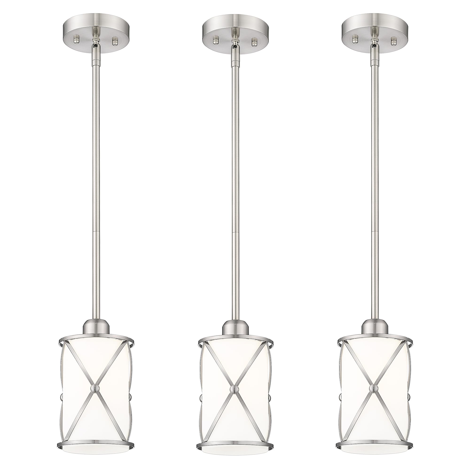 Glass Pendant Lights Kitchen Island 2 Pack, Black Mini Pendant Light with Clear Glass, Farmhouse Industrial Cage Hanging Lighting for Kitchen Sink Dining Room Bathroom, CH9176-1-2PK