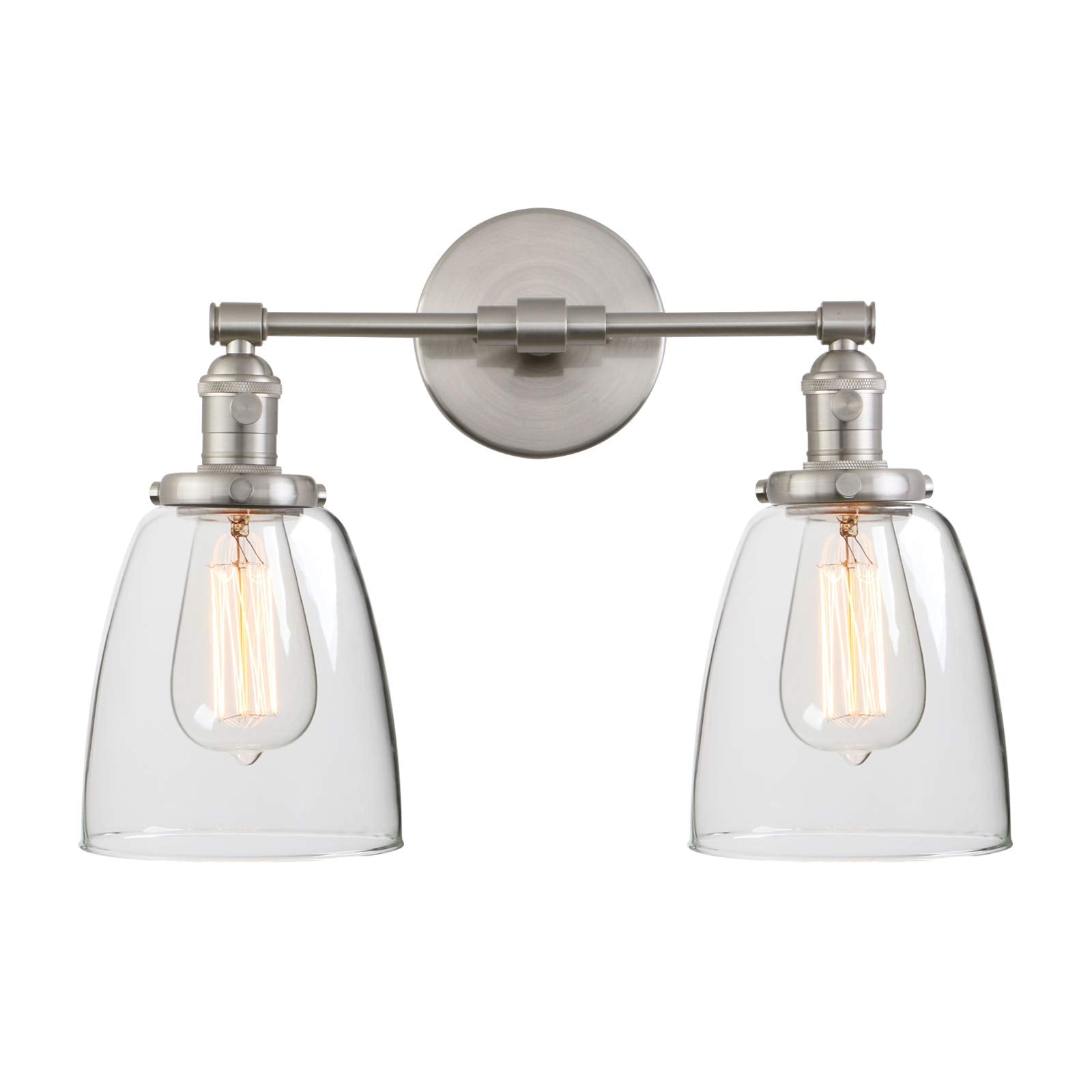 Phansthy Industrial Wall Lights Fitting with Oval Glass Shade 2 Lights Vintage Hallway Wall Lamps E27 Base Indoor Kitchen Wall Sconces Retro Light Fixtures for Bedroom Vanity Mirror (Black)