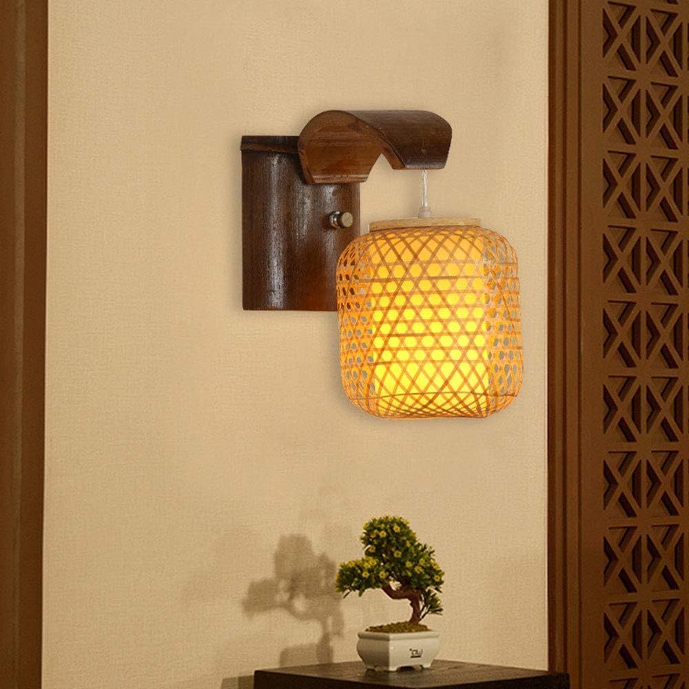 wall lamp, Japanese Style Bamboo Woven Wall Lamp Personality Bedroom Living Room Aisle Bamboo Art Chandelier Creative Old-Fashioned Study Wall Lantern Pastoral Style Wall Li,Indoor Wall Light