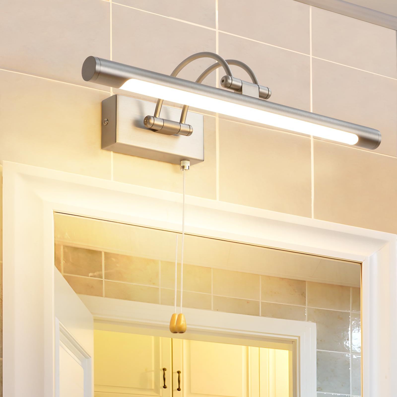 LED Picture Lights for Wall Black Bathroom Wall Light 40CM 8W 3CCT Vanity Lighting, 170° Adjustable Black Wall Lamp for Mirror Cabinet