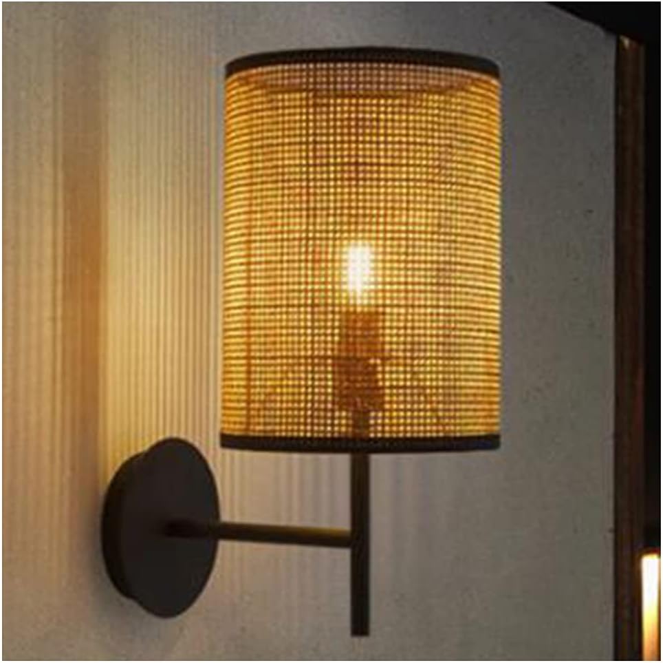 LIUNA Woven Lamp Shade, Handmade Rattan Wall Lamp, Pastoral Style Lamp Cover, Decorative Rattan Lampshade Hexagonal Hole Cover Lamp, Accessories For Table Lamp, Floor Lamp, Hanging Light(Color:B)