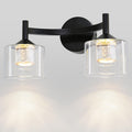MantoLite 2-Light Wall Sconces Vanity Light with Clear Glass Shade Wall Light for Living Room Hallway Bedroom Black Modern Bathroom Lighting Fixtures(Bulbs Included)