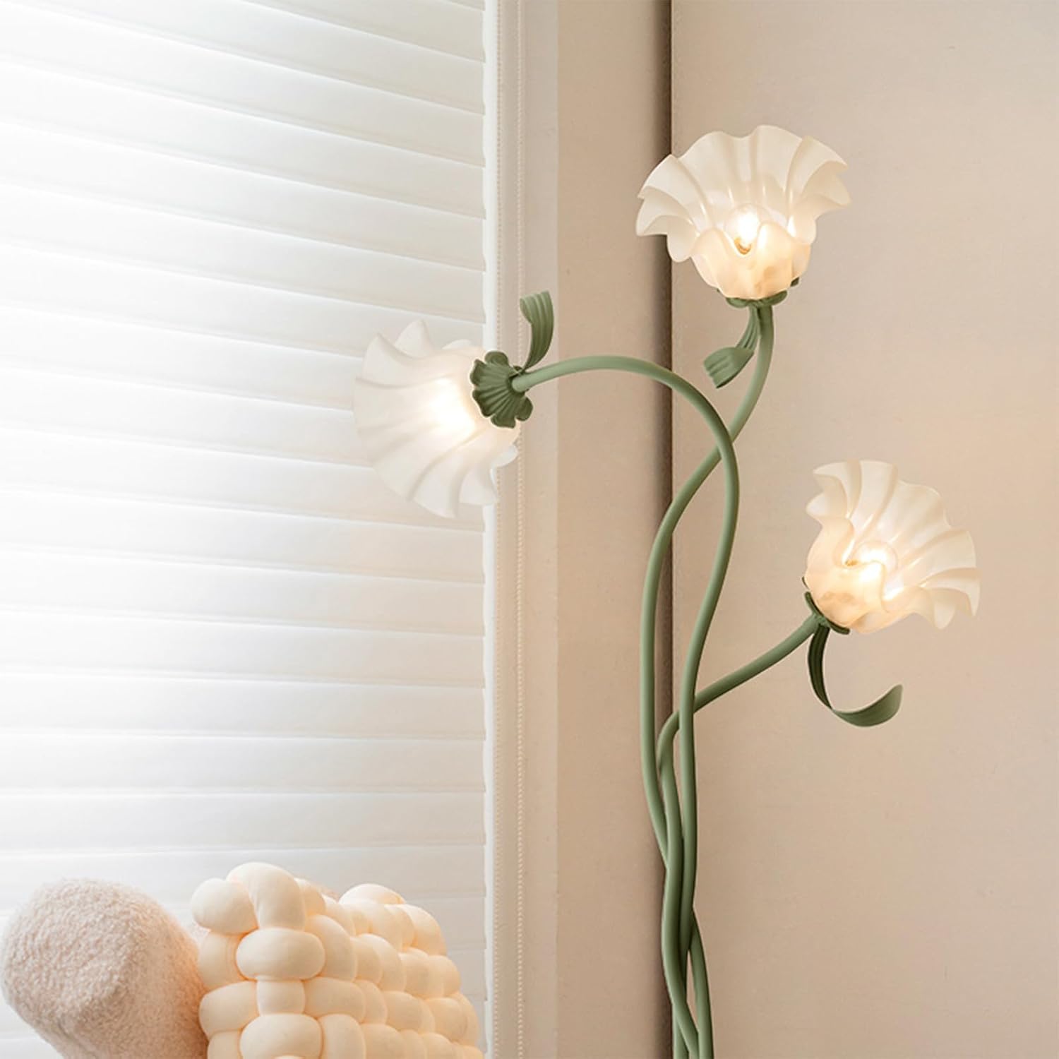 Green Flowers Floor Lamp, 3-Color DIY Standing Lamp for Home Decoration, Bedroom, Study Rooms, Children's Rooms, Offices, Dormitories, H170 Cm/70 in, 3 Bulbs Include