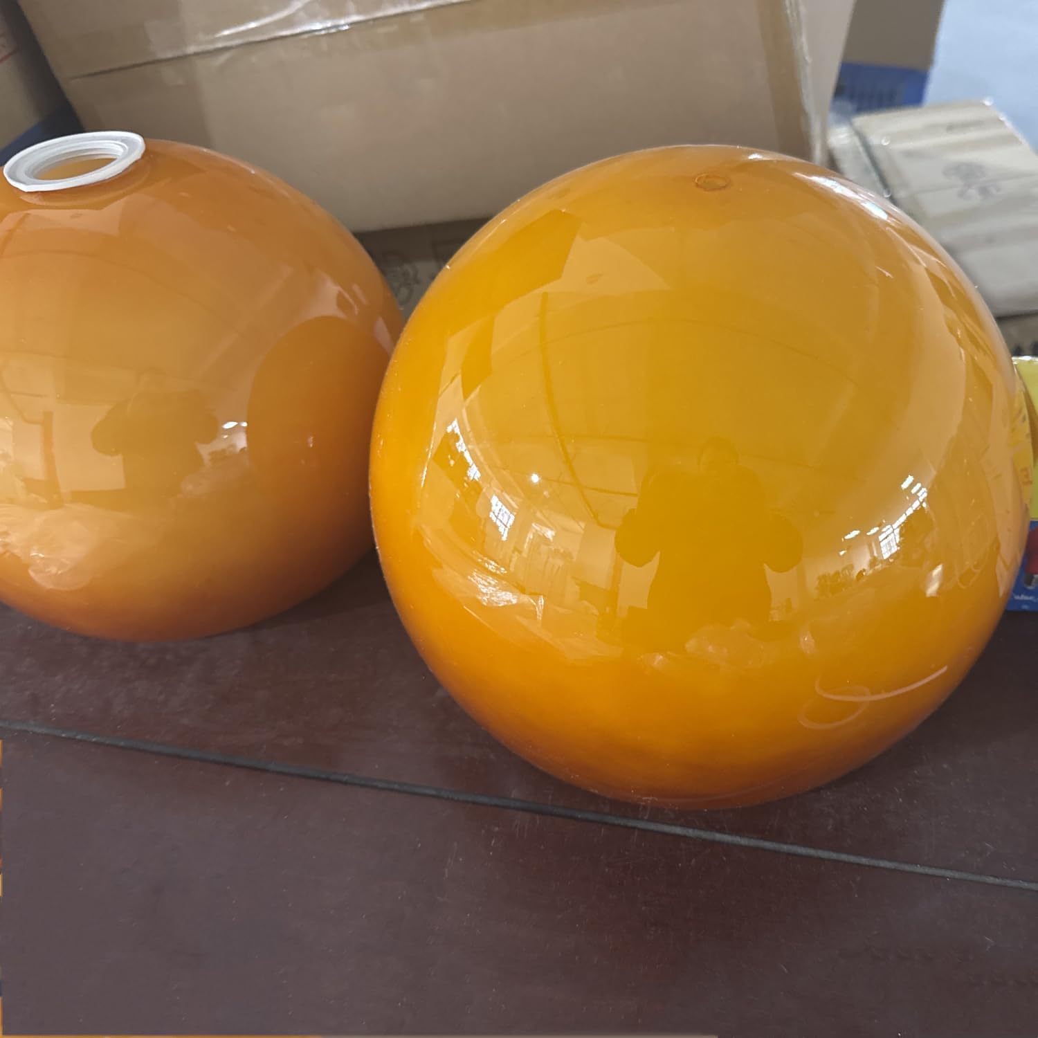 Bauhaus Style Orange Glass Floor Lamp Dome Shaped Mid Century Modern Mushroom Standing Lamp Art Deco Tall Lamp Nordic Floor Light for Living Room Bedroom - Black Base