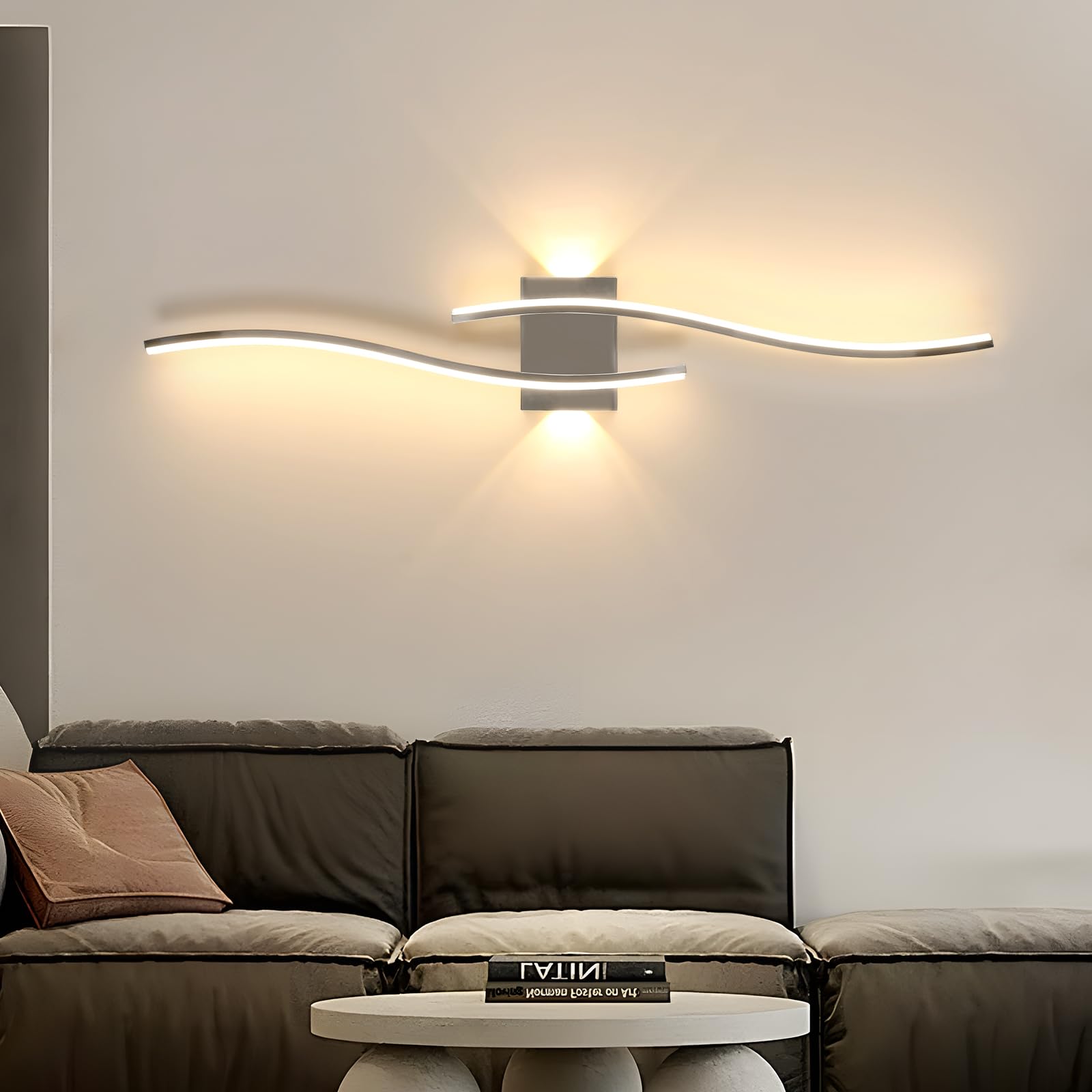 27W Modern Black LED Wall Light, 6500K Cool Light Aluminum Fixture for Bedroom Hallway Staircase