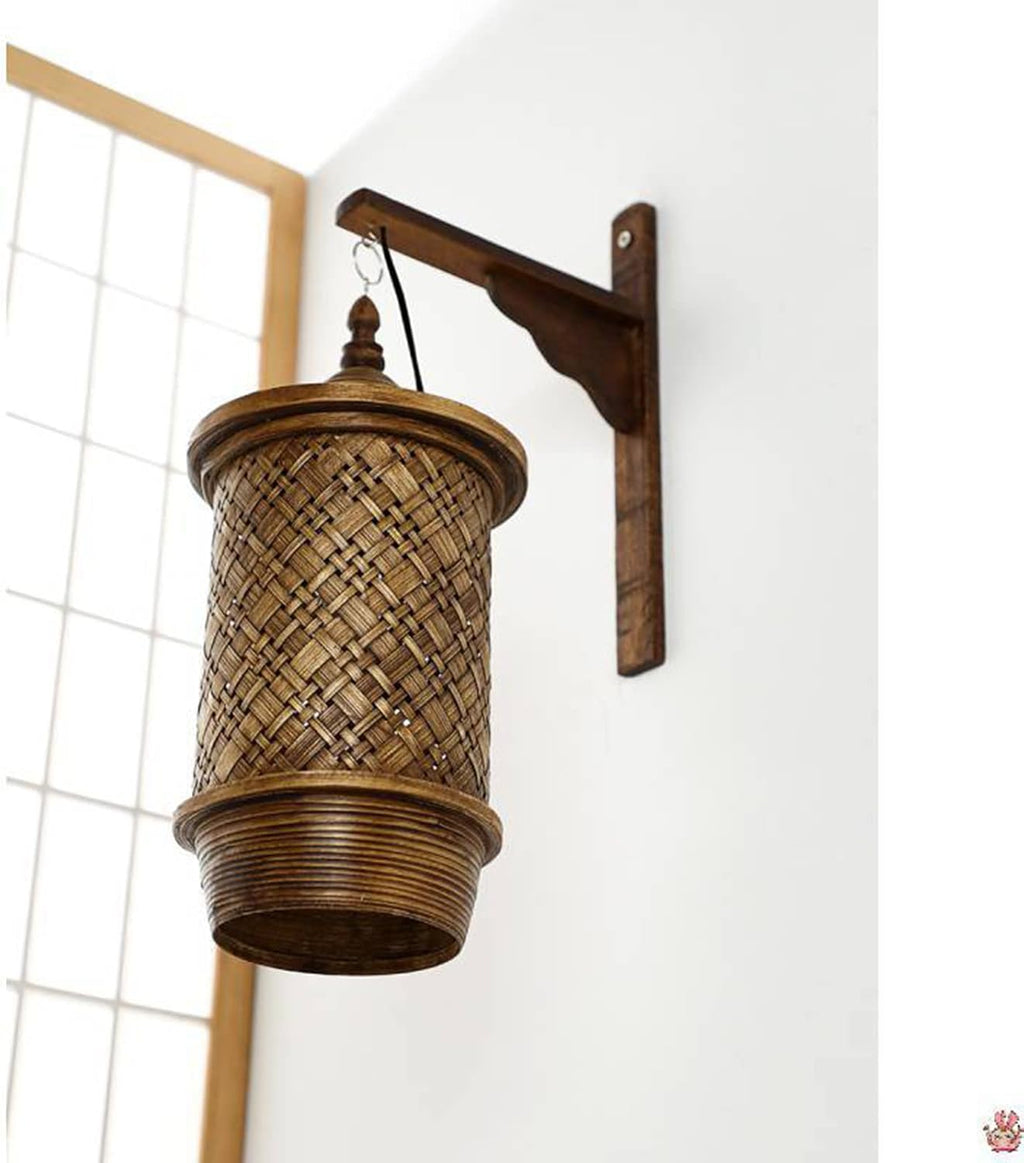 CUNTO Corridor Aisle Pastoral Wall Lamp-Retro Woven Chandelier-Rustic Style Suspension Light-Bamboo Art Pendent-for Bedroom Bathroom Kitchen Living
