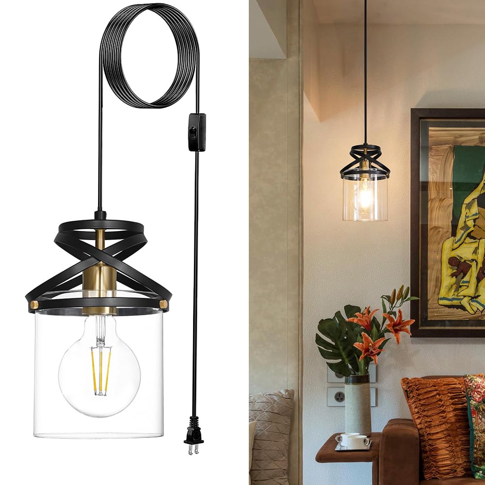 Farmhouse Pendant Lights Kitchen Island Set Of 2, Black Kitchen Island Lighting With Adjustable Rods, Industrial Cage Bathroom Pendant Lights With Clear Glass For Dining Room Hallway Sink