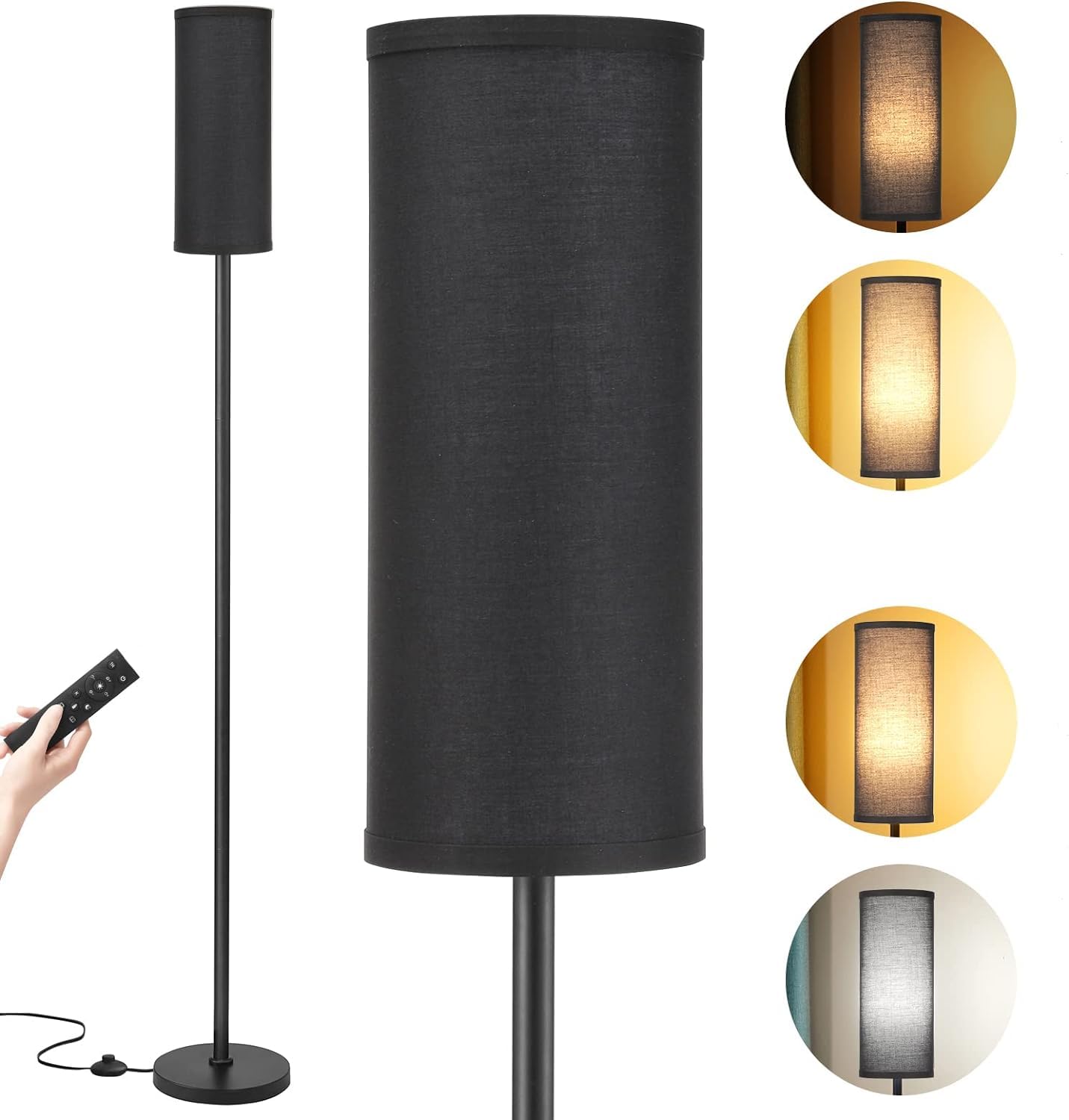 64" Modern Floor Lamp, Remote Controlled Stepless Dimmable Lamp for Living Room Bedroom Office, 9W Bulb Included