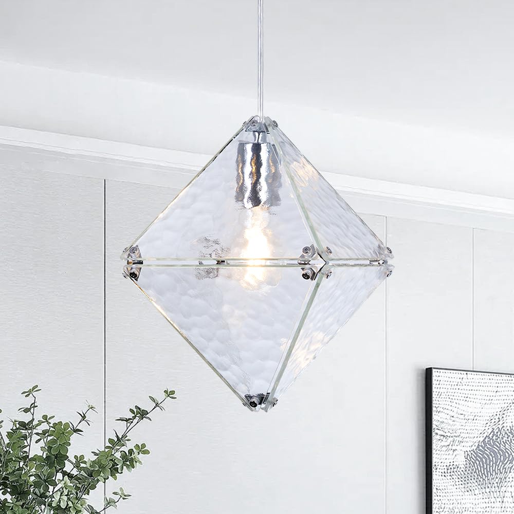 Farmhouse Black Pendant Light with Seeded Glass Industrial Cage Blown Clear Bubble Glass Hanging Lighting Adjustable Cord for Kitchen Island Over Sink Hallway