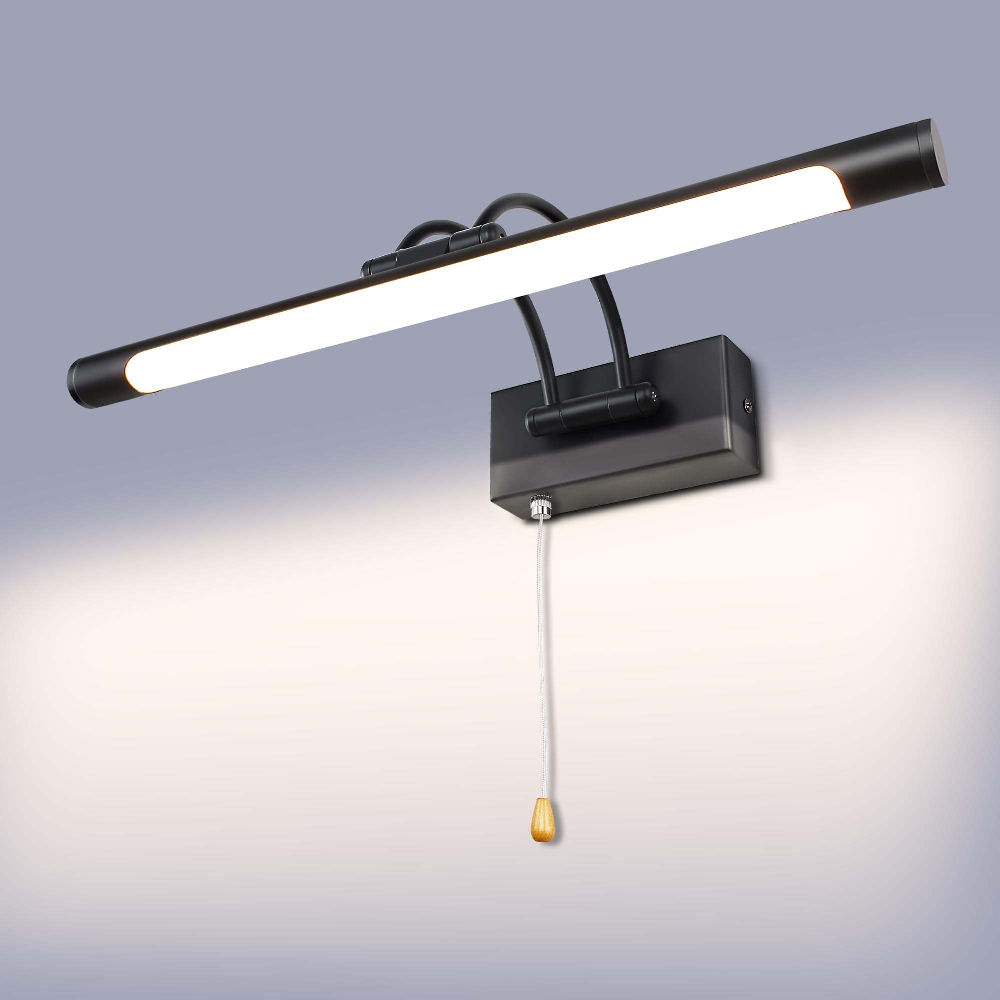 LED Picture Lights for Wall Black Bathroom Wall Light 40CM 8W 3CCT Vanity Lighting, 170° Adjustable Black Wall Lamp for Mirror Cabinet